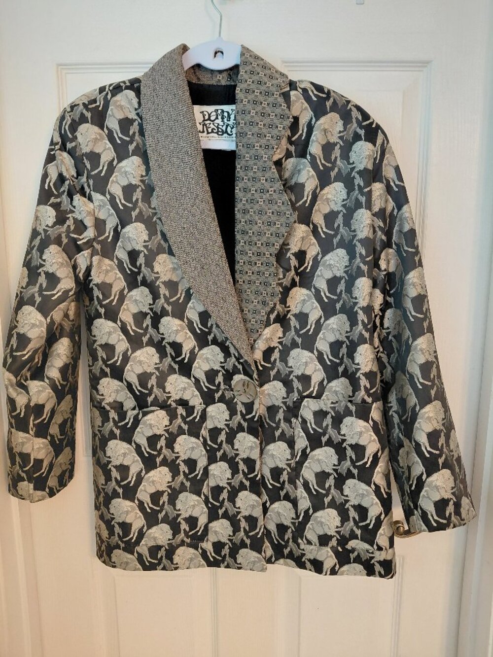 Vintage Donna Jessica Jacket Blazer Art to Wear Bison Pockets Event Evening